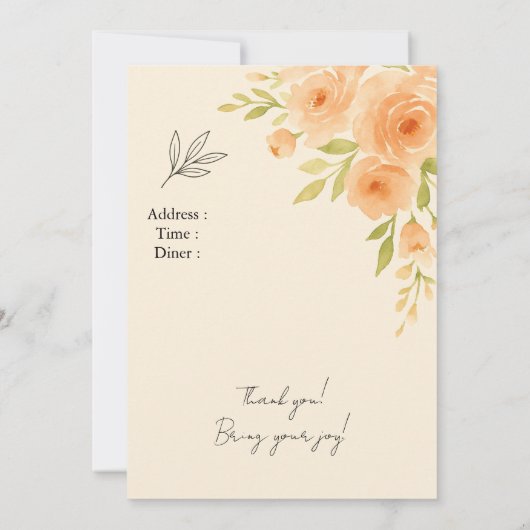 🌸 Elegant Floral Wedding Invitation 🌸 招待状 (裏面)