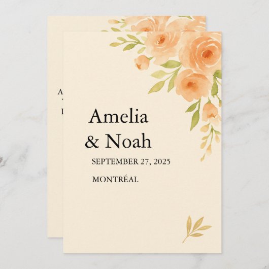 🌸 Elegant Floral Wedding Invitation 🌸 招待状 (正面/裏面)