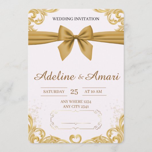 Elegant Floral Wedding Invitation 招待状 (正面)