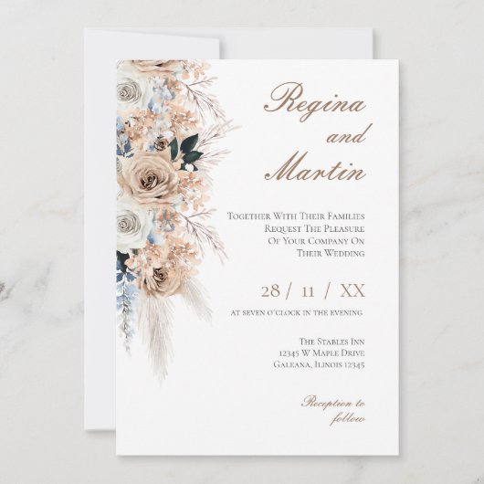 Elegant Floral Wedding Invitation 招待状 (正面)