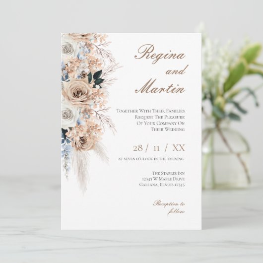 Elegant Floral Wedding Invitation 招待状 (スタンド正面)
