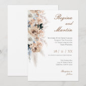 Elegant Floral Wedding Invitation 招待状 (正面/裏面)