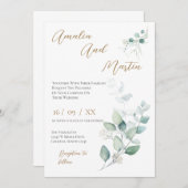 Elegant Floral Wedding Invitation 招待状 (正面/裏面)