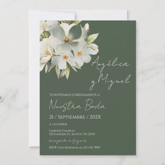 Elegant Floral Wedding Invitation 招待状 (正面)