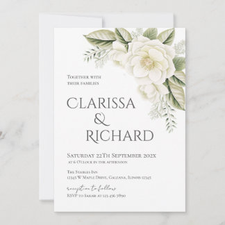 Elegant Floral Wedding Invitation 招待状