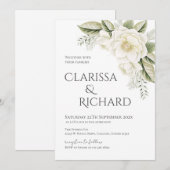 Elegant Floral Wedding Invitation 招待状 (正面/裏面)