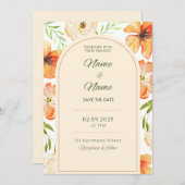 Elegant floral wedding invitation 招待状 (正面/裏面)