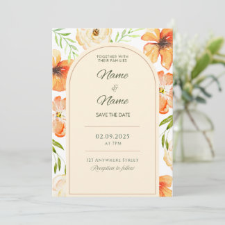 Elegant floral wedding invitation 招待状