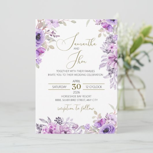 Elegant Floral Wedding Invitation 招待状 (スタンド正面)