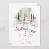 Elegant Floral Wedding Invitation 招待状 (正面/裏面)