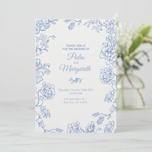 Elegant Floral Wedding Invitation 招待状 (スタンド正面)