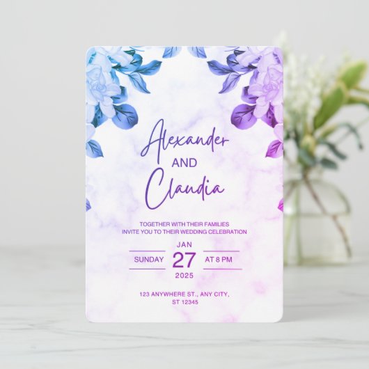 Elegant  Floral Wedding Invitation  招待状 (スタンド正面)