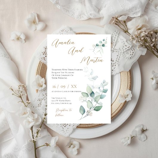 Elegant Floral Wedding Invitation 招待状
