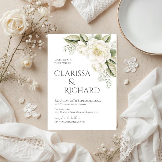 Elegant Floral Wedding Invitation 招待状