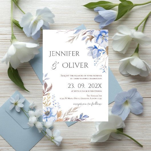 Elegant Floral Wedding Invitation 招待状