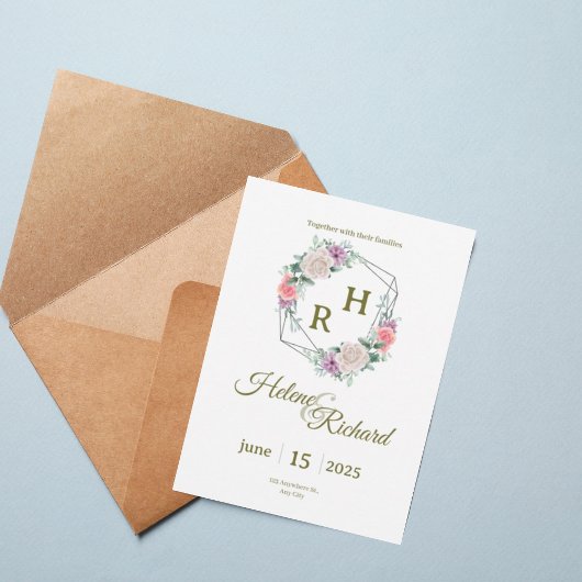 Elegant Floral Wedding Invitation 招待状