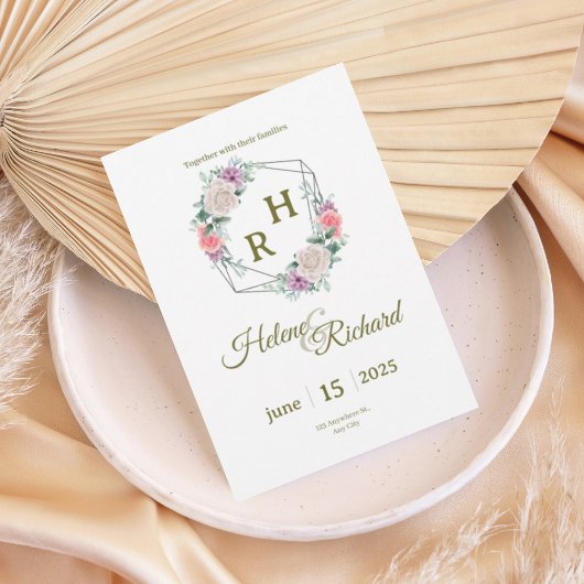 Elegant Floral Wedding Invitation 招待状