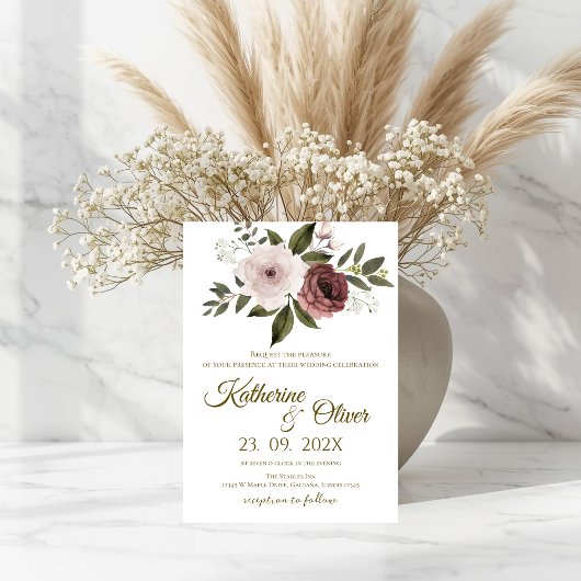 Elegant Floral Wedding Invitation 招待状