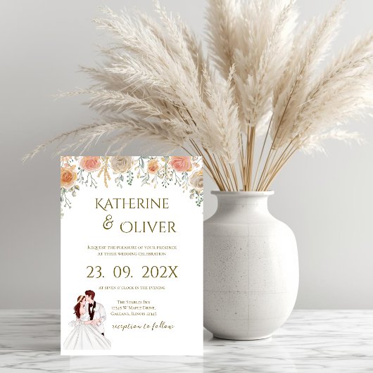 Elegant Floral Wedding Invitation 招待状