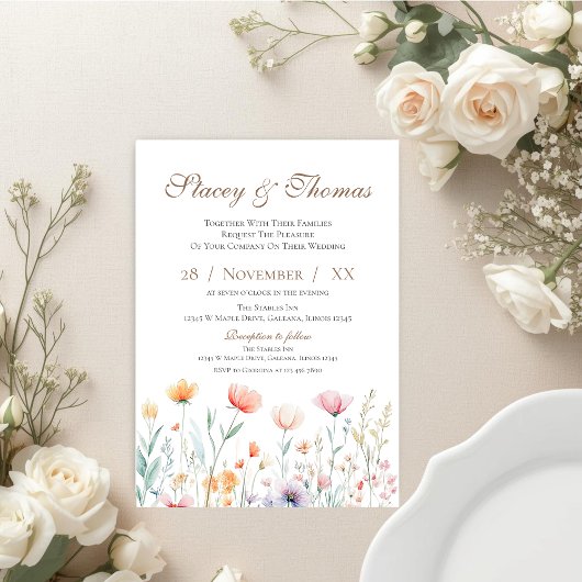 Elegant Floral Wedding Invitation 招待状