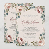 Elegant Floral Wedding Invitation  招待状 (正面/裏面)