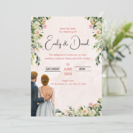 Elegant Floral Wedding Invitation 招待状