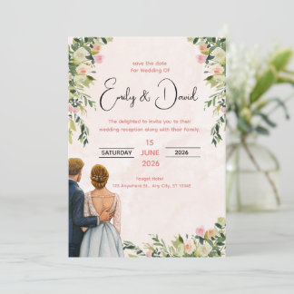 Elegant Floral Wedding Invitation 招待状