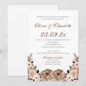 Elegant Floral Wedding Invitation 招待状 (正面/裏面)