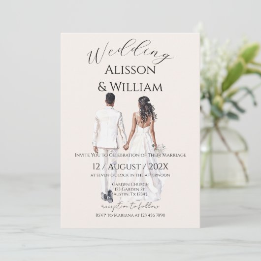 Elegant Floral Wedding Invitation 招待状 (スタンド正面)