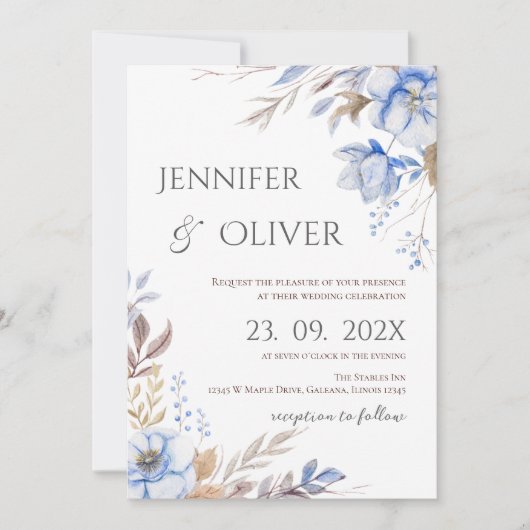 Elegant Floral Wedding Invitation 招待状 (正面)