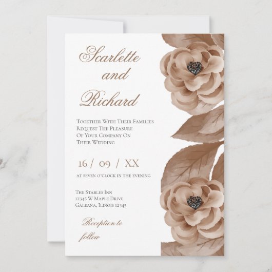 Elegant Floral Wedding Invitation 招待状 (正面)