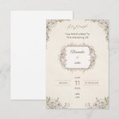 Elegant Floral Wedding Invitation – Arabic & Engli エンクロージャーカード (正面/裏面)