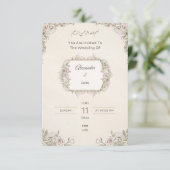 Elegant Floral Wedding Invitation – Arabic & Engli エンクロージャーカード (スタンド正面)