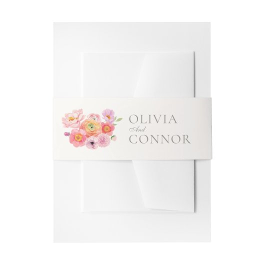 Elegant Floral Wedding Invitation Band 招待状ベリーバンド (正面例)