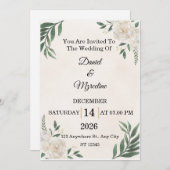 Elegant Floral Wedding Invitation   Card  招待状 (正面/裏面)