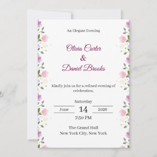 Elegant Floral Wedding Invitation Card 招待状