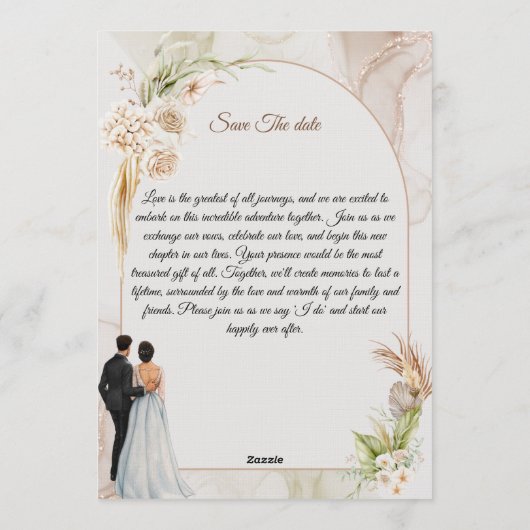 Elegant Floral Wedding Invitation Card 招待状 (裏面)