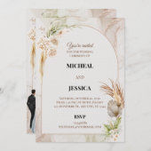 Elegant Floral Wedding Invitation Card 招待状 (正面/裏面)