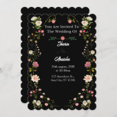 Elegant Floral Wedding Invitation Card 招待状 (正面/裏面)