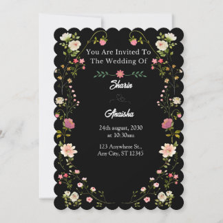 Elegant Floral Wedding Invitation Card 招待状