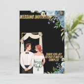 Elegant Floral Wedding Invitation Card 招待状 (スタンド正面)