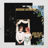 Elegant Floral Wedding Invitation Card 招待状 (正面/裏面)