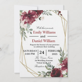 Elegant Floral Wedding Invitation Card 招待状