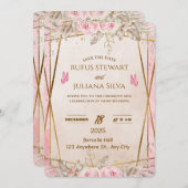 Elegant Floral Wedding Invitation Card 招待状 (正面/裏面)