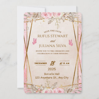 Elegant Floral Wedding Invitation Card 招待状