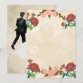 Elegant Floral Wedding Invitation Card 招待状 (正面/裏面)