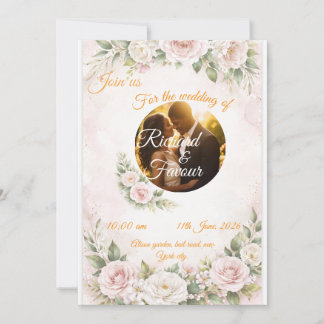 Elegant Floral Wedding Invitation Card 招待状