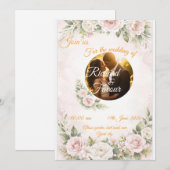 Elegant Floral Wedding Invitation Card 招待状 (正面/裏面)