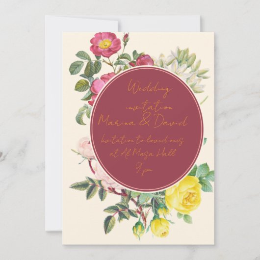 Elegant Floral Wedding Invitation Card 招待状 (正面)