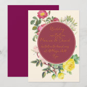 Elegant Floral Wedding Invitation Card 招待状 (正面/裏面)